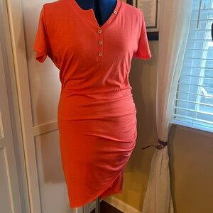 Super Cute Orange Midi Summer Dress